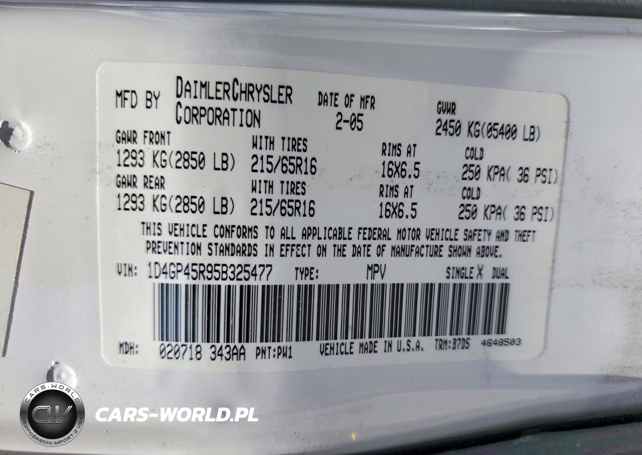 2005 Dodge Caravan Sxt VIN:1D4GP45R95B325477 - 13