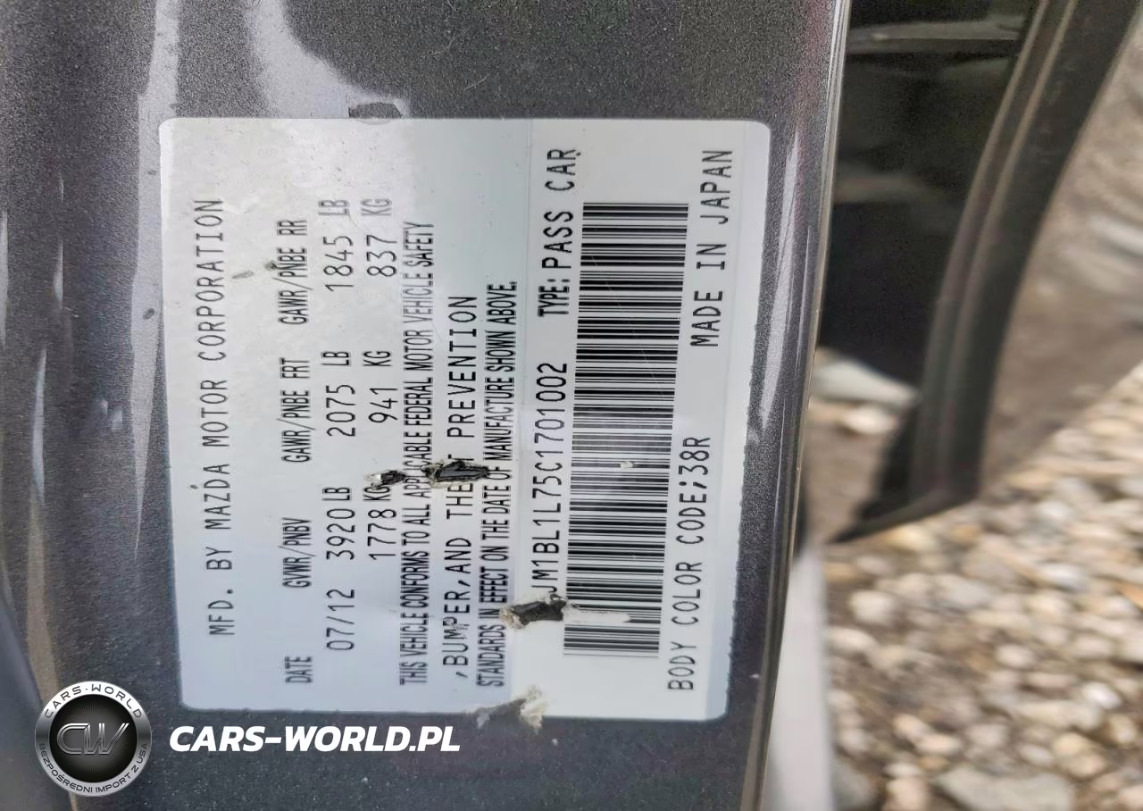 2012 Mazda 3 I VIN:JM1BL1L75C1701002 - 12