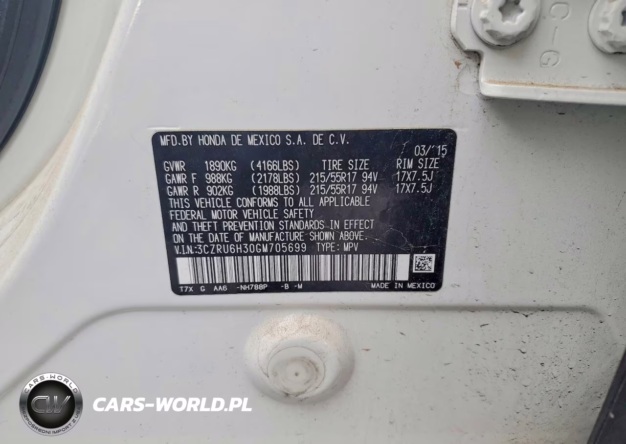 2016 Honda Hr-V Lx VIN:3CZRU6H30GM705699 - 12