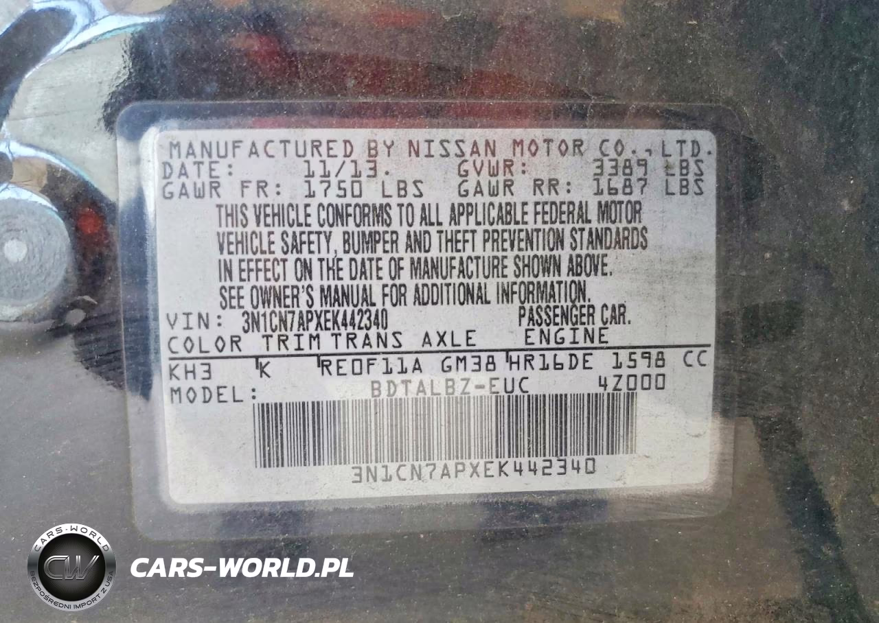 2014 Nissan Versa 1.6 Sv VIN:3N1CN7APXEK442340 - 12