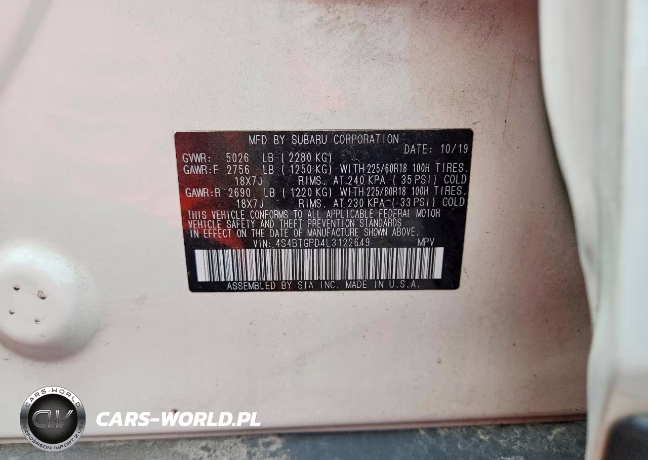 2020 Subaru Outback Touring Ldl VIN:4S4BTGPD4L3122649 - 12