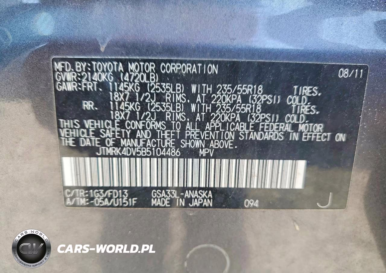 2011 Toyota Rav4 Sport VIN:JTMRK4DV5B5104486 - 13