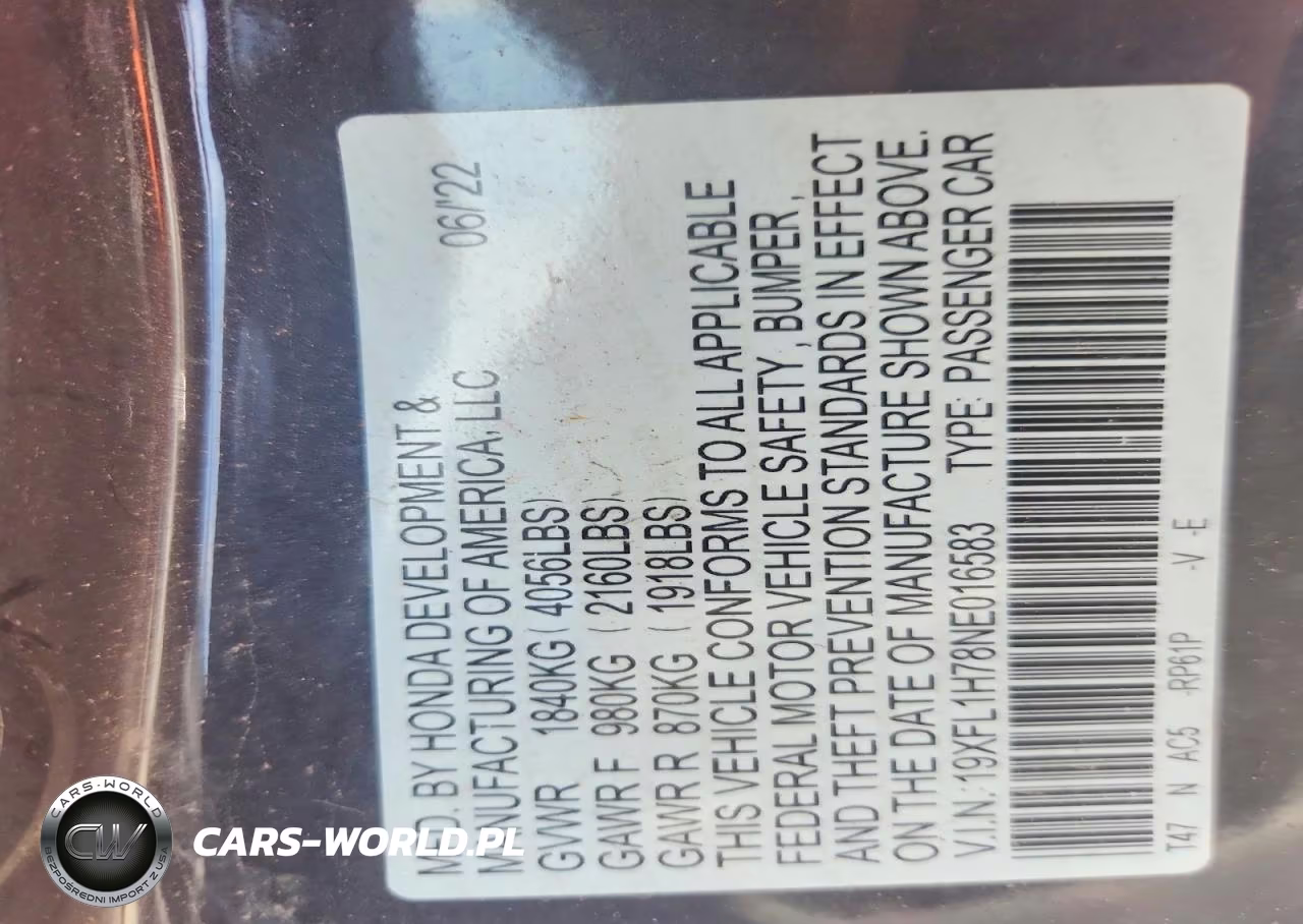 2022 Honda Civic Exl VIN:19XFL1H78NE016583 - 12