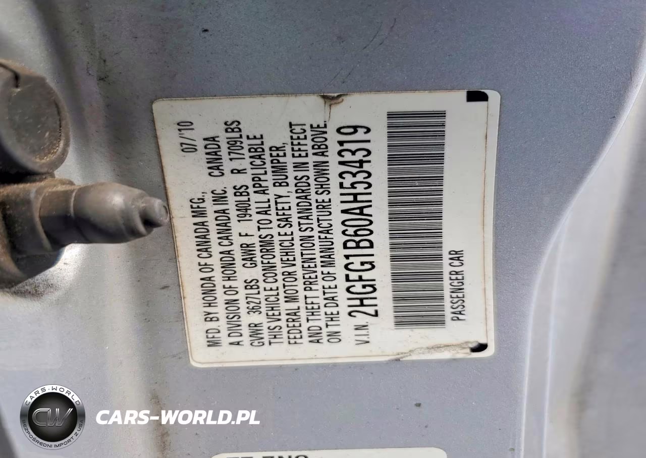2010 Honda Civic Lx VIN:2HGFG1B60AH534319 - 12