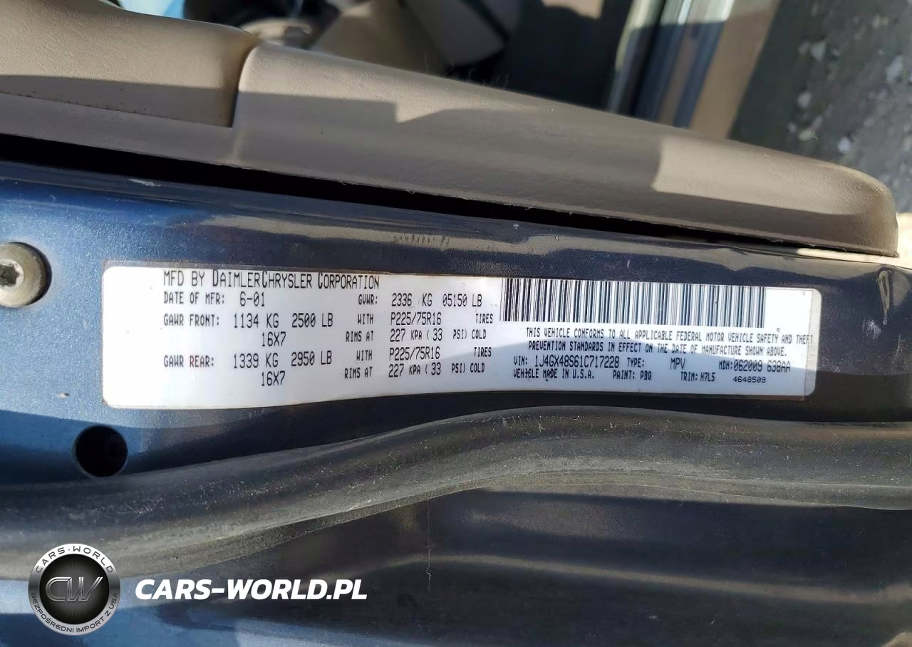 2001 Jeep Grand Cherokee Laredo VIN:1J4GX48S61C717228 - 13