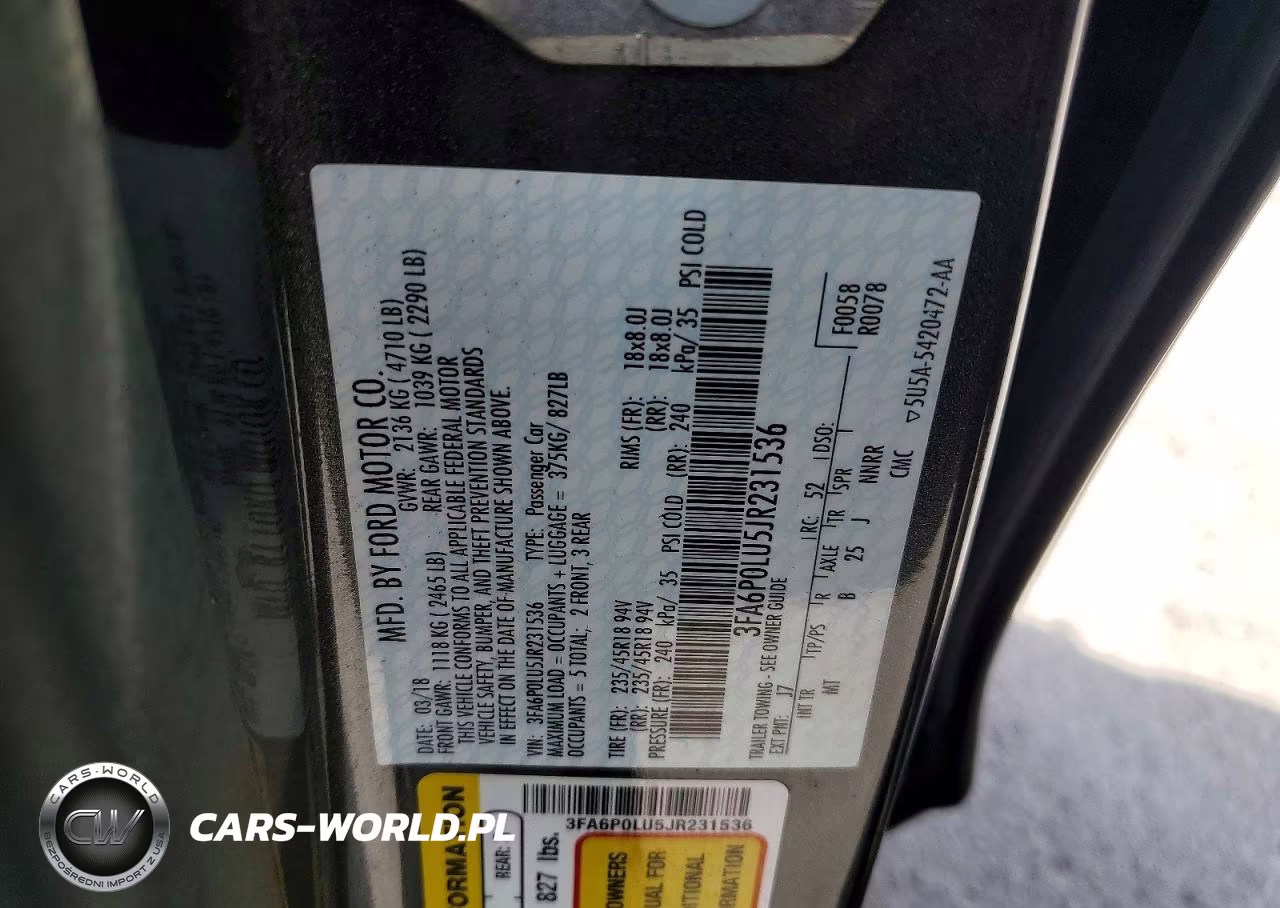2018 Ford Fusion Se Hybrid VIN:3FA6P0LU5JR231536 - 12