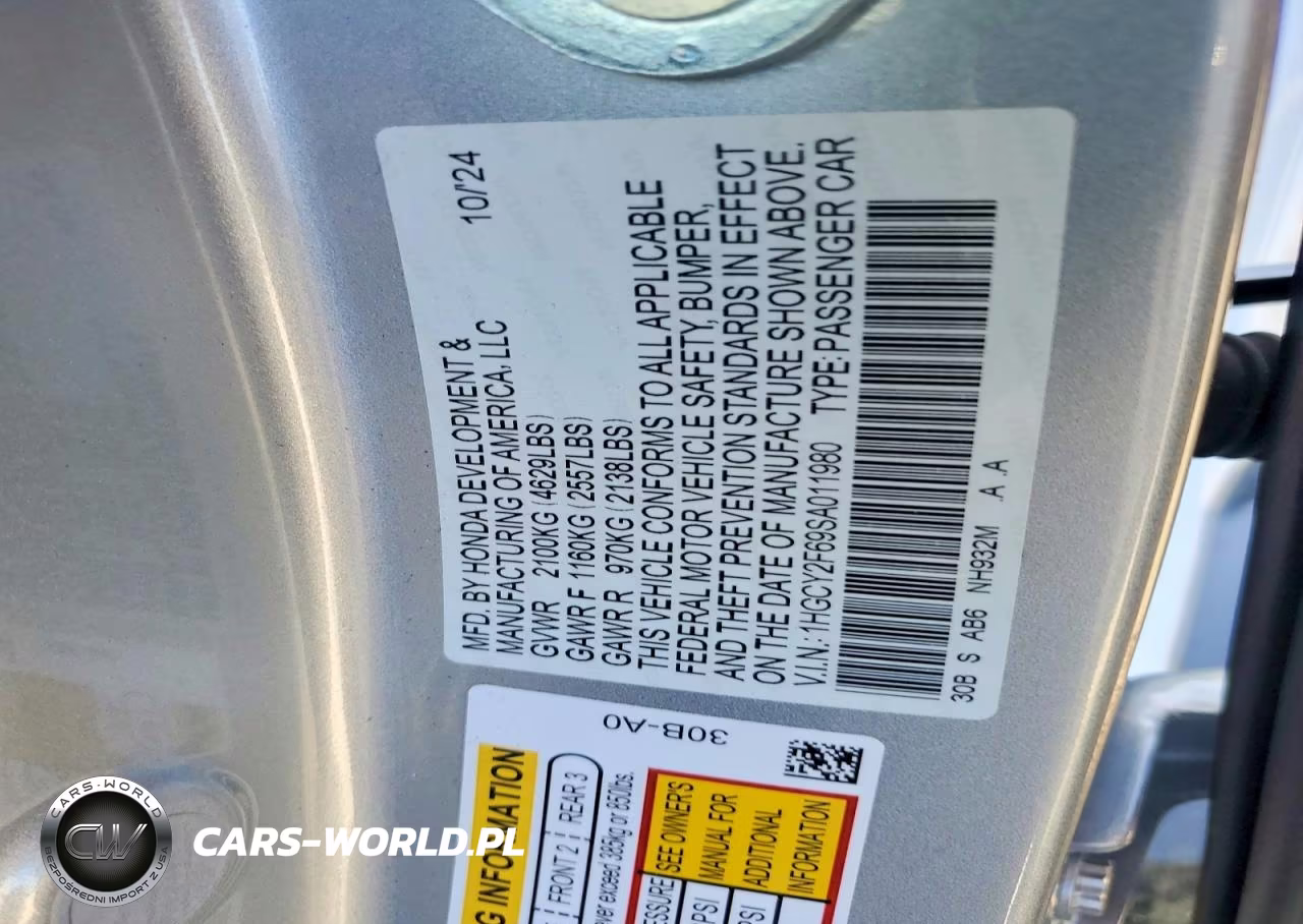 2025 Honda Accord Hybrid Exl VIN:1HGCY2F69SA011980 - 12