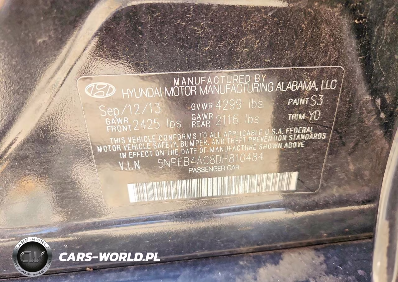 2013 Hyundai Sonata Gls VIN:5NPEB4AC8DH810484 - 12