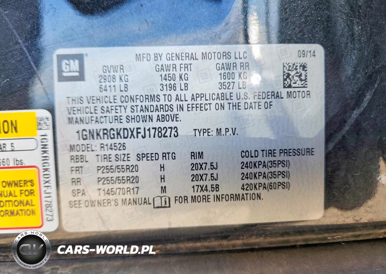 2015 Chevrolet Traverse Lt VIN:1GNKRGKDXFJ178273 - 13