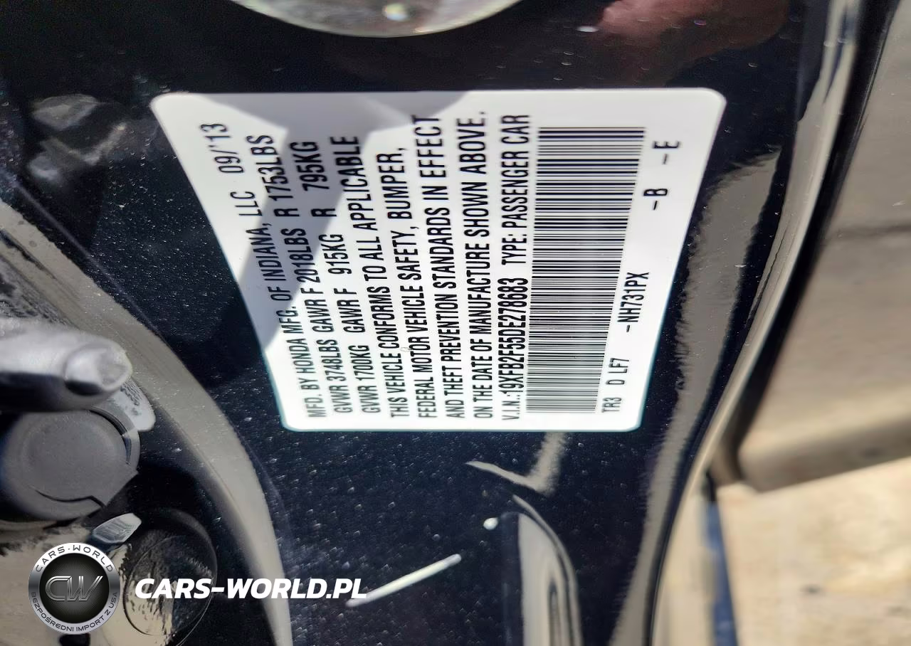 2013 Honda Civic Lx VIN:19XFB2F55DE278683 - 12