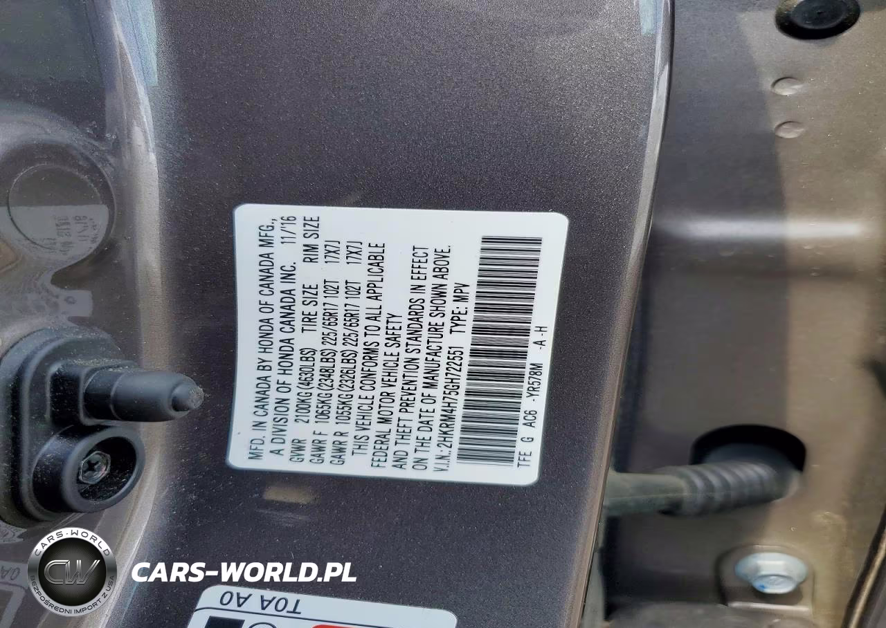 2016 Honda Cr-V Exl VIN:2HKRM4H75GH722551 - 13
