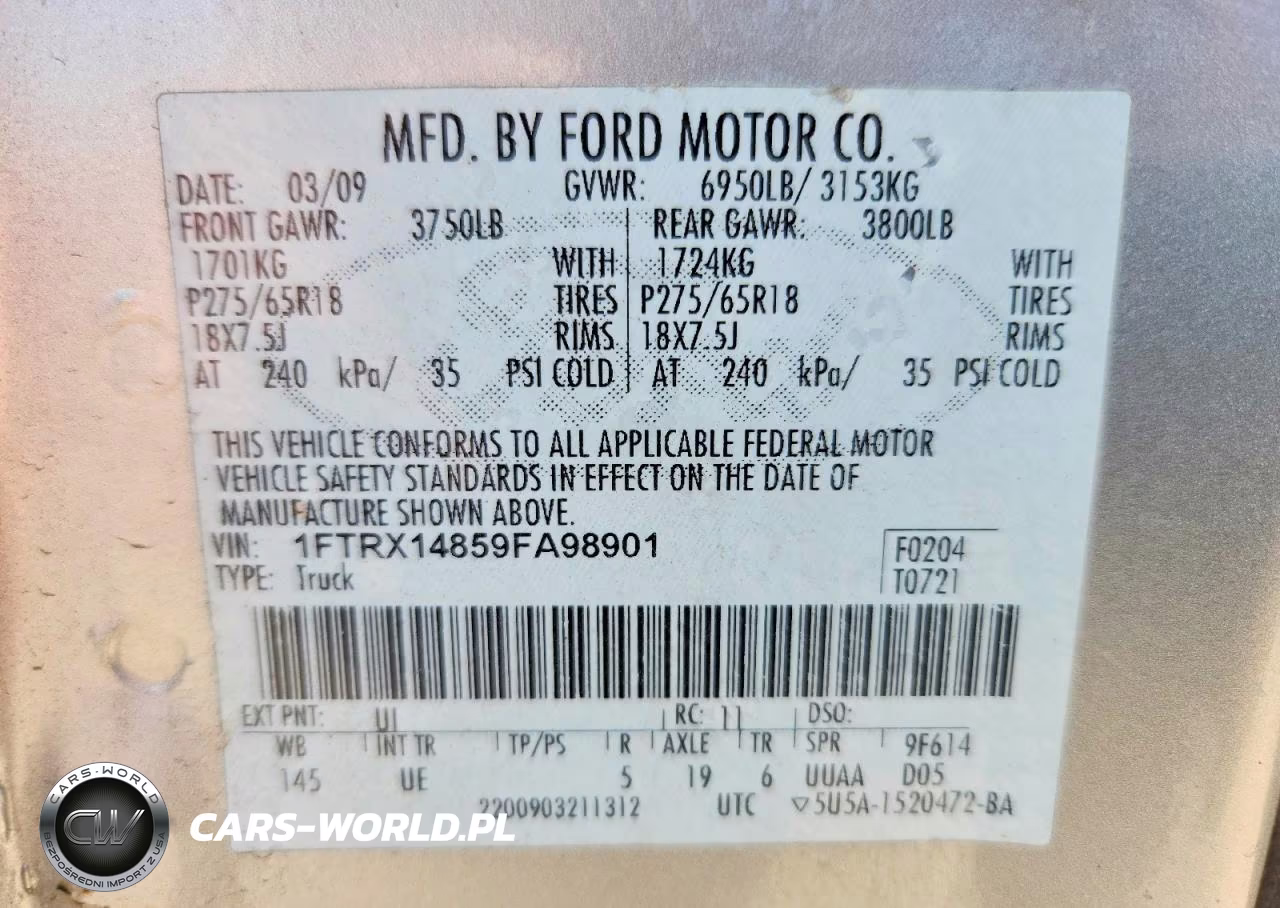 2009 Ford F150 Super Cab VIN:1FTRX14859FA98901 - 12
