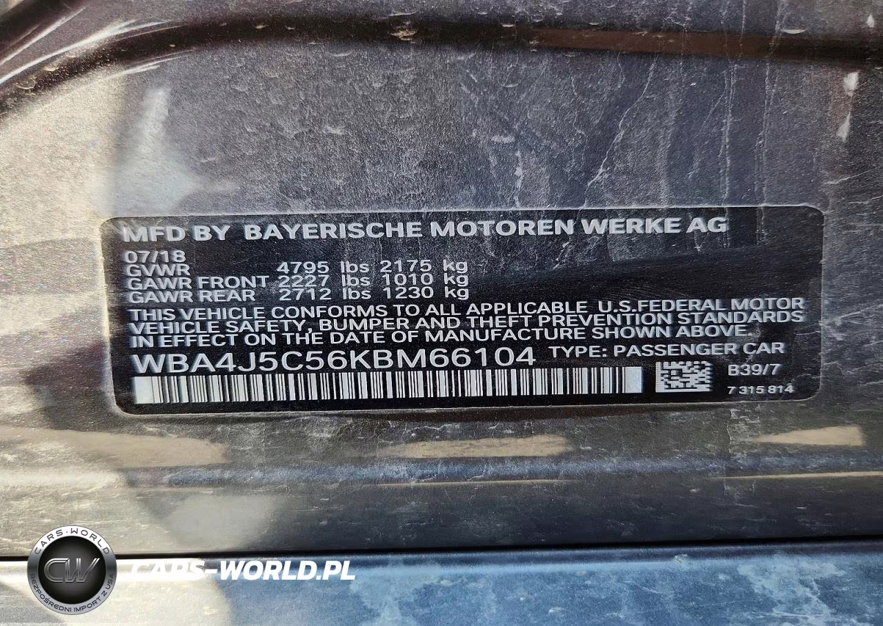 2019 BMW 440I Gran Coupe VIN:WBA4J5C56KBM66104 - 12
