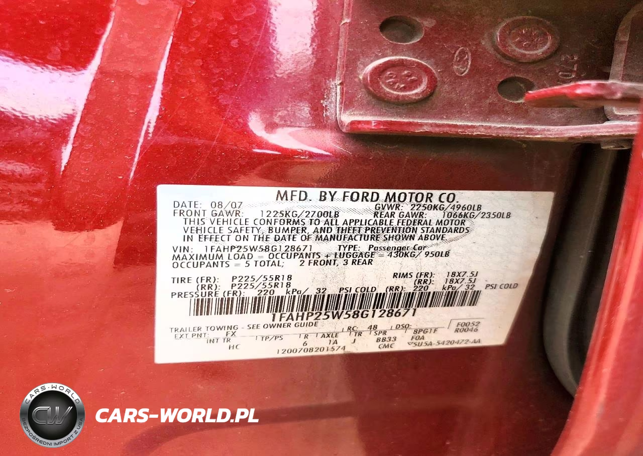 2008 Ford Taurus Limited VIN:1FAHP25W58G128671 - 13