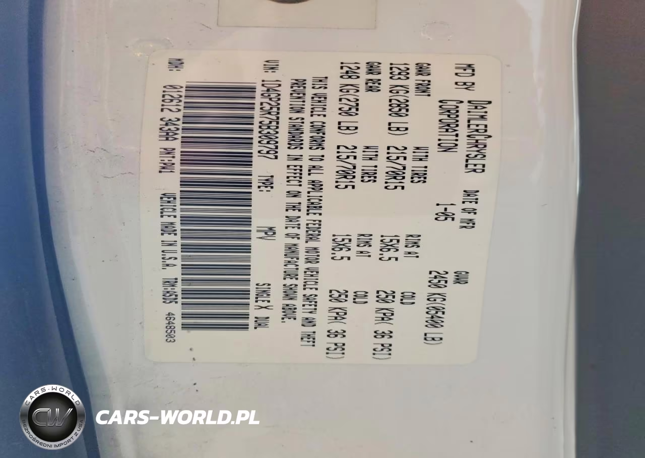2005 Dodge Caravan Se VIN:1D4GP25R75B309797 - 13