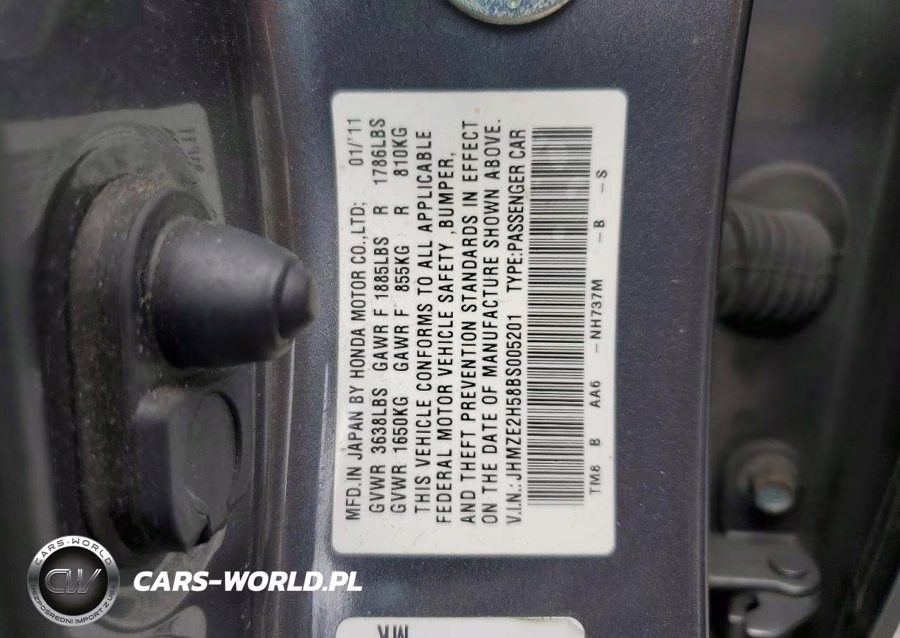 HONDA INSIGHT LX VIN:JHMZE2H58BS005201 - 12