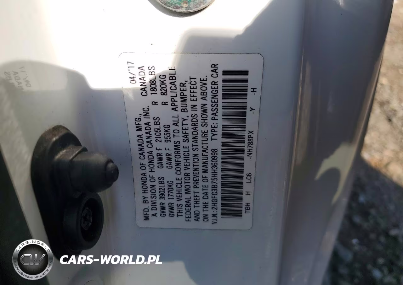2017 Honda Civic Exl VIN:2HGFC3B75HH360998 - 12