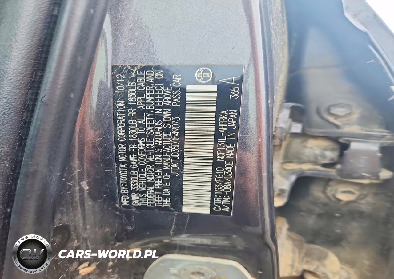 2013 Toyota Yaris 5-Door L VIN:JTDKTUD35DD549073 - 12