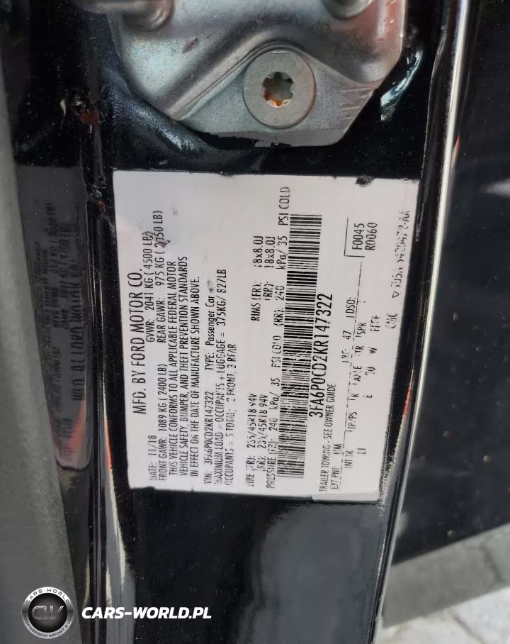 2019 Ford Fusion Sel VIN:3FA6P0CD2KR147322 - 12