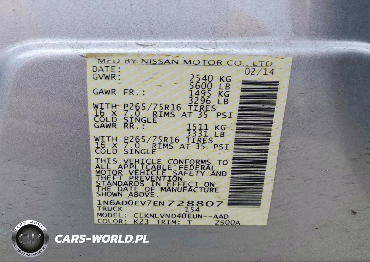 2014 Nissan Frontier Pro-4X VIN:1N6AD0EV7EN728807 - 12