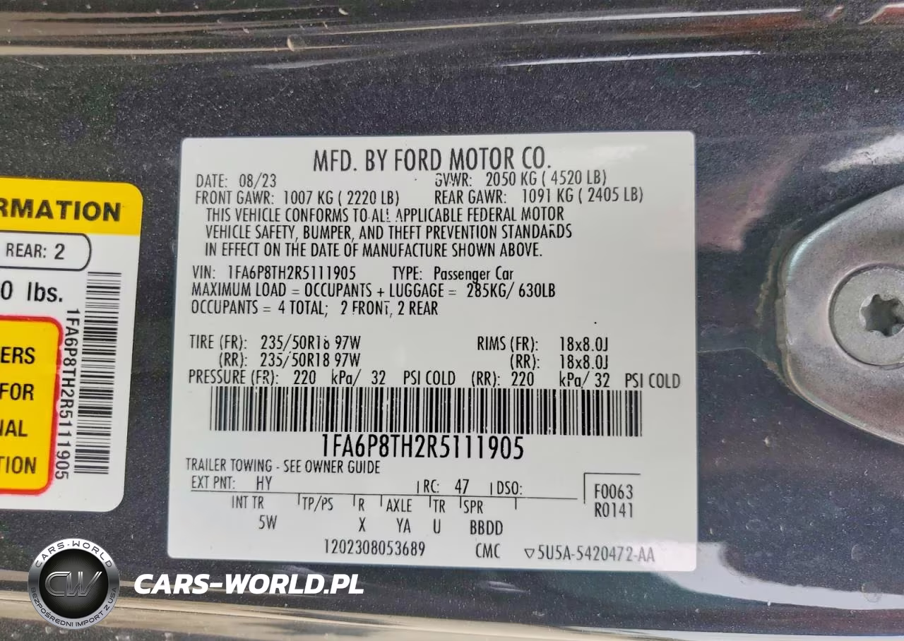 2024 Ford Mustang VIN:1FA6P8TH2R5111905 - 12