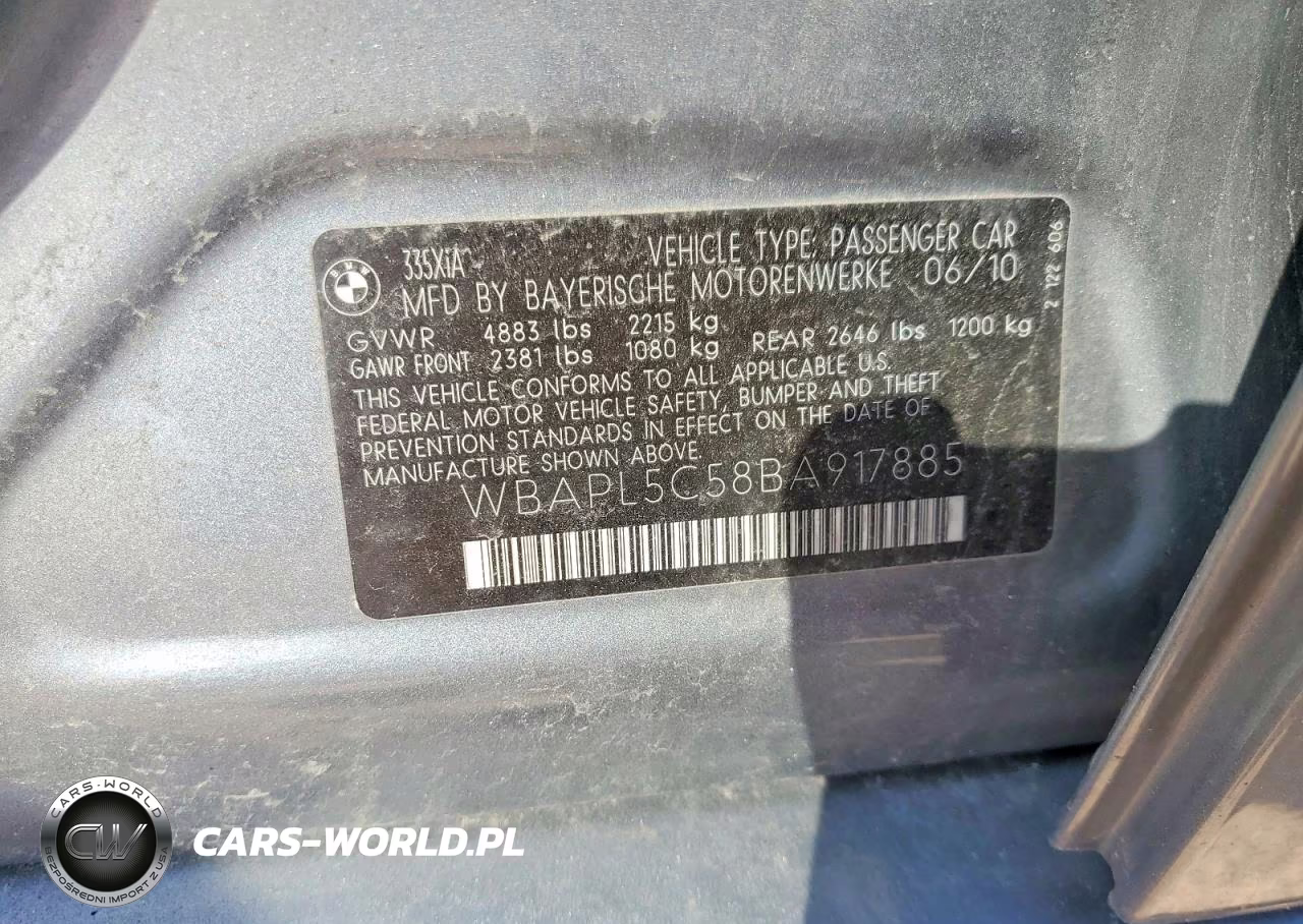 2011 BMW 335 Xi VIN:WBAPL5C58BA917885 - 12