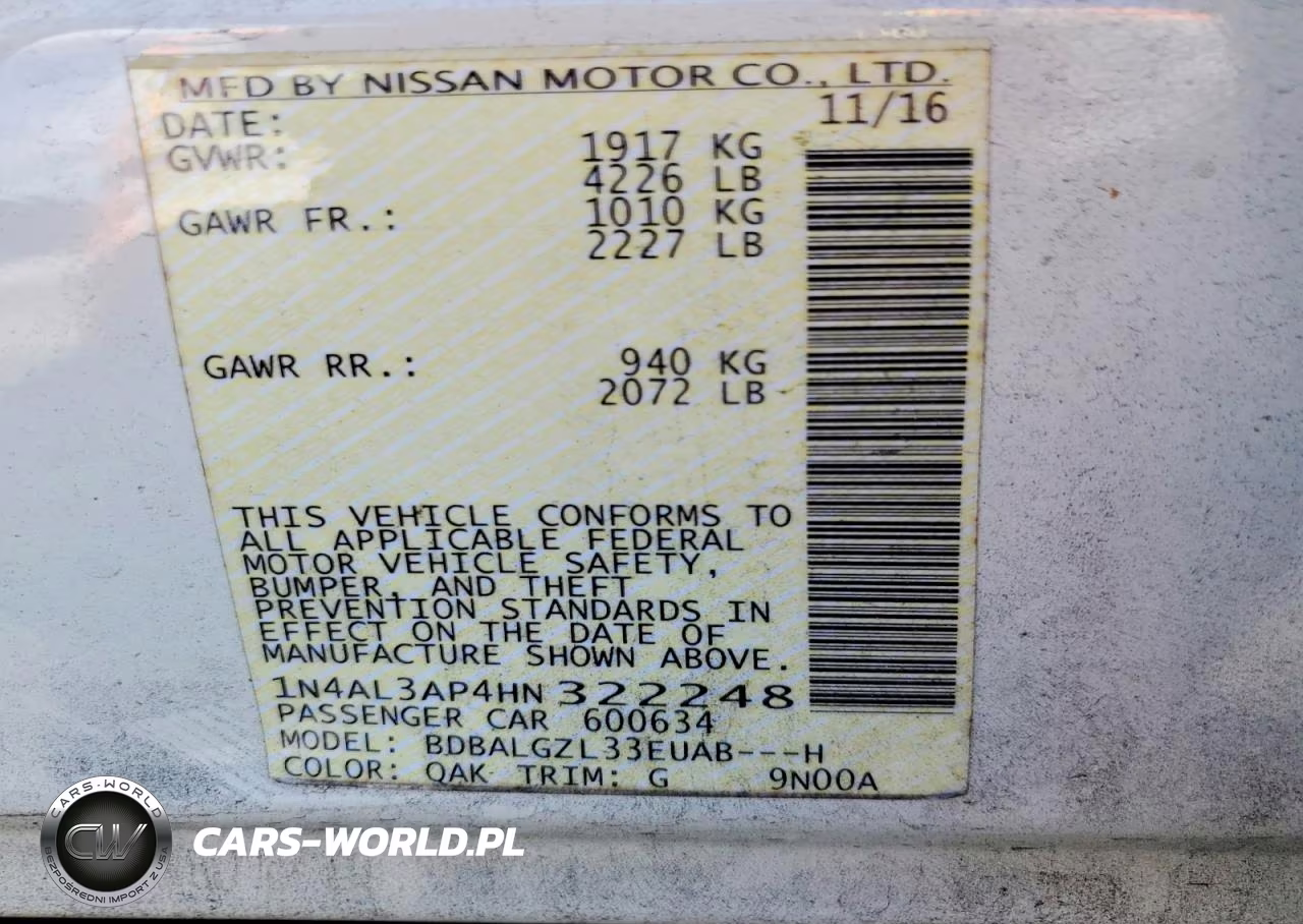 2017 Nissan Altima 2.5 S VIN:1N4AL3AP4HN322248 - 13