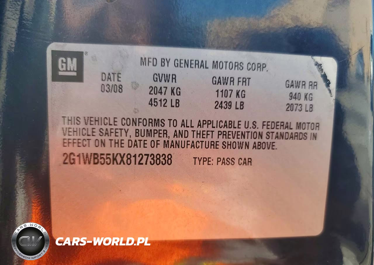 2008 Chevrolet Impala Ls VIN:2G1WB55KX81273838 - 12