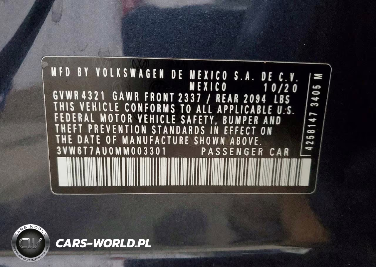 2021 Volkswagen Gti S VIN:3VW6T7AU0MM003301 - 12
