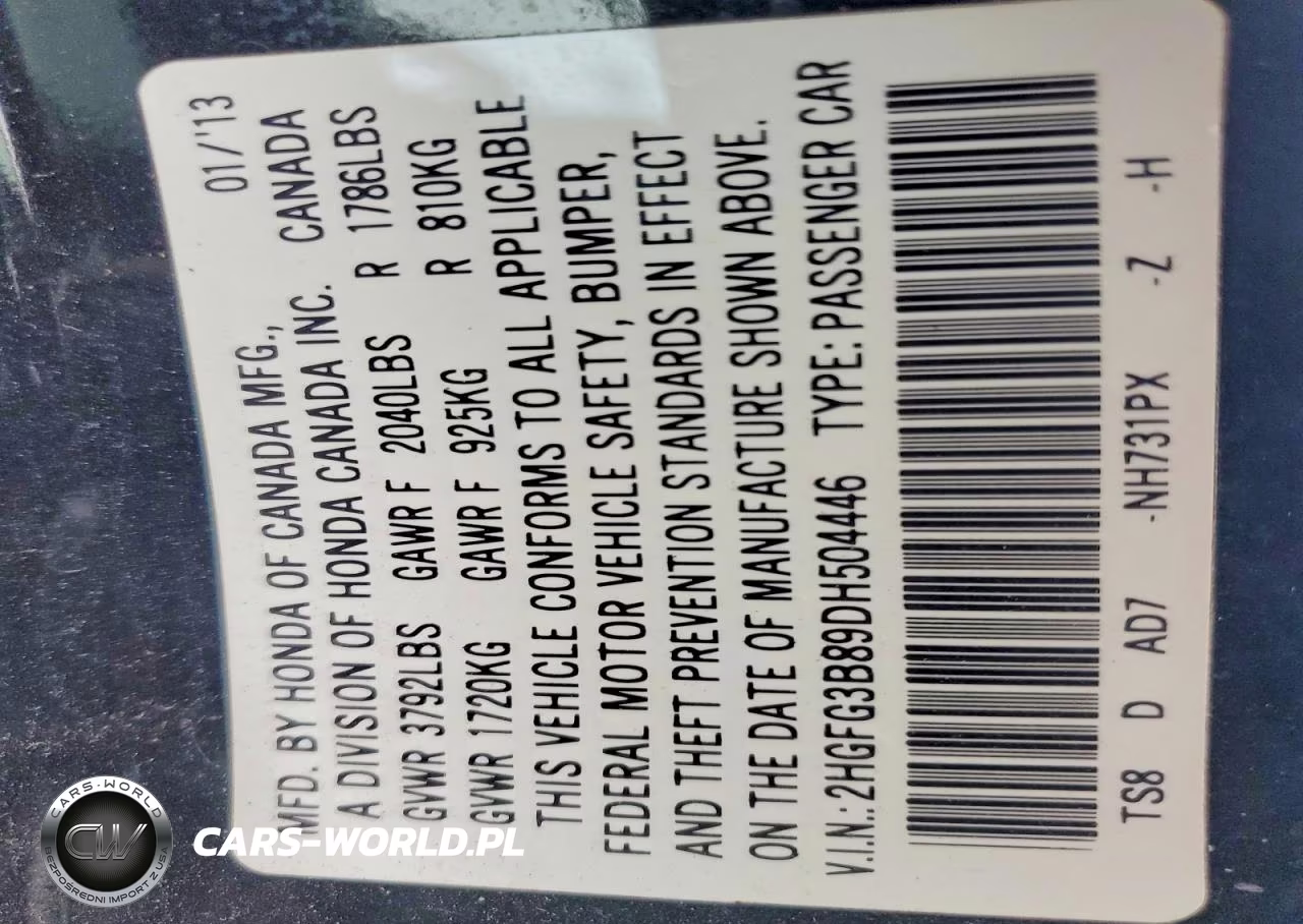 2013 Honda Civc VIN:2HGFG3B89DH504446 - 12