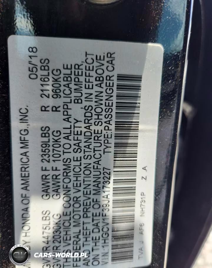 2018 Honda Accord Sport VIN:1HGCV1F39JA173227 - 13