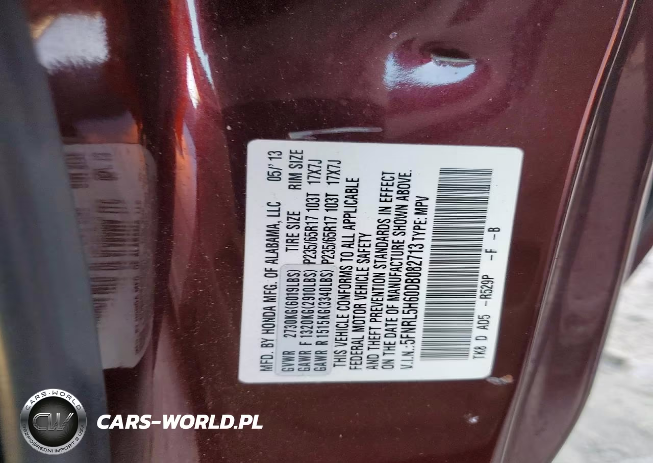 2013 Honda Oddesey VIN:5FNRL5H60DB082713 - 13