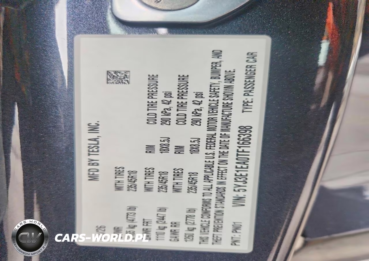 2025 Tesla Model 3 VIN:5YJ3E1EA0TF166398 - 13