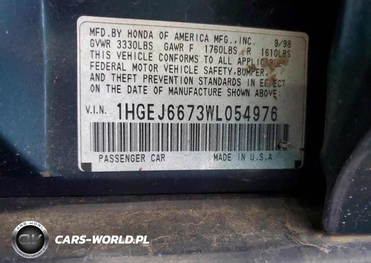 1998 Honda Civic Lx VIN:1HGEJ6673WL054976 - 12