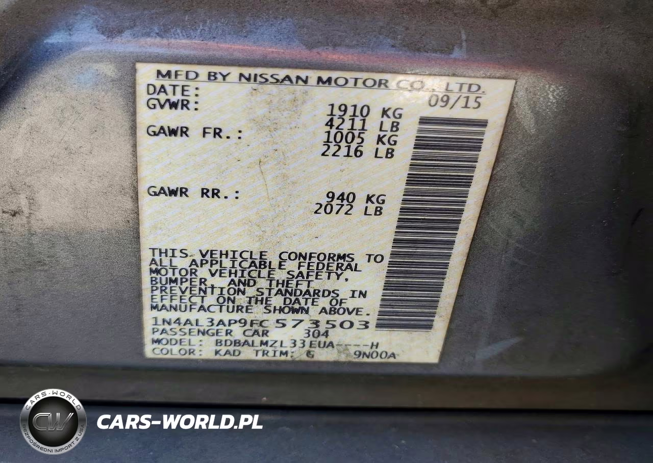 2015 Nissan Altima 2.5 Sv VIN:1N4AL3AP9FC573503 - 12