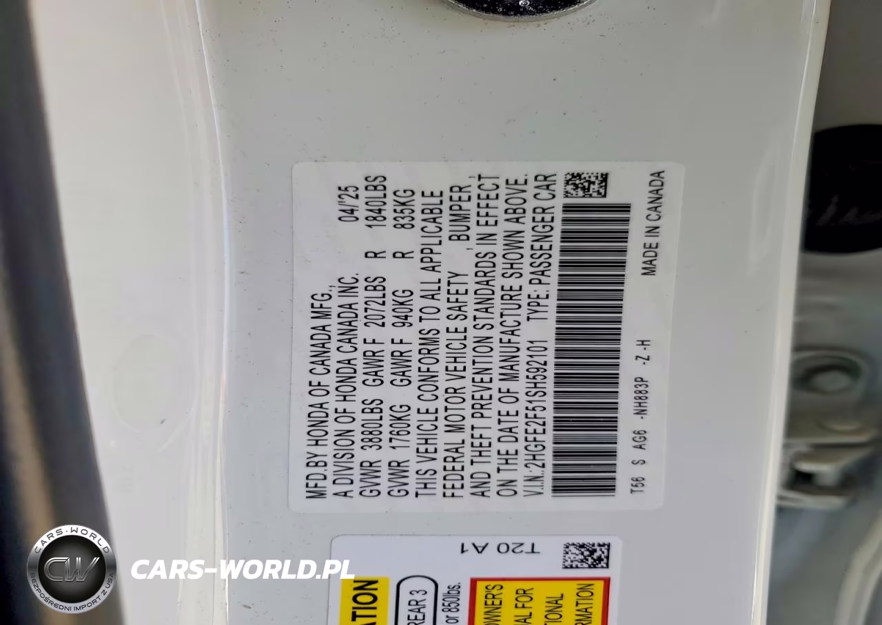 2025 Honda Civic Sport VIN:2HGFE2F51SH592101 - 12
