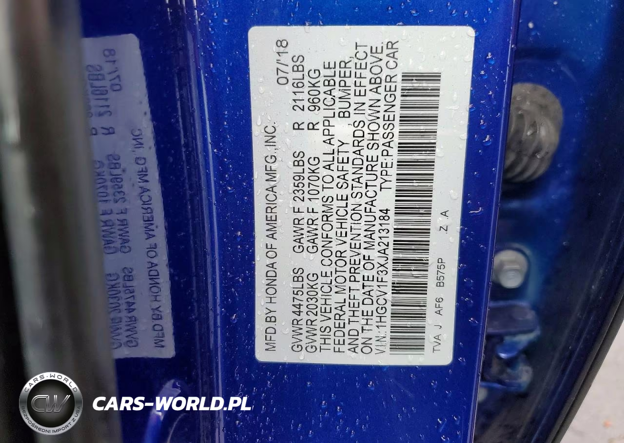 2018 Honda Accord Sport VIN:1HGCV1F3XJA213184 - 12