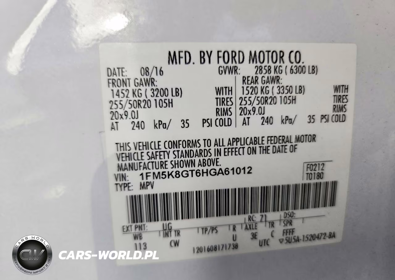 2017 Ford Explorer Sport VIN:1FM5K8GT6HGA61012 - 14