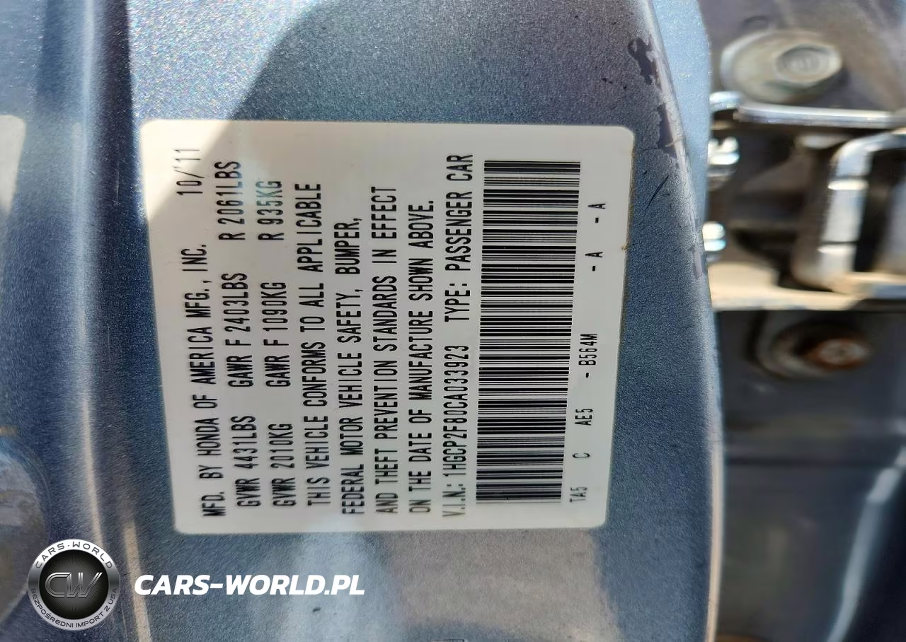 2012 Honda Accord Exl VIN:1HGCP2F80CA033923 - 12