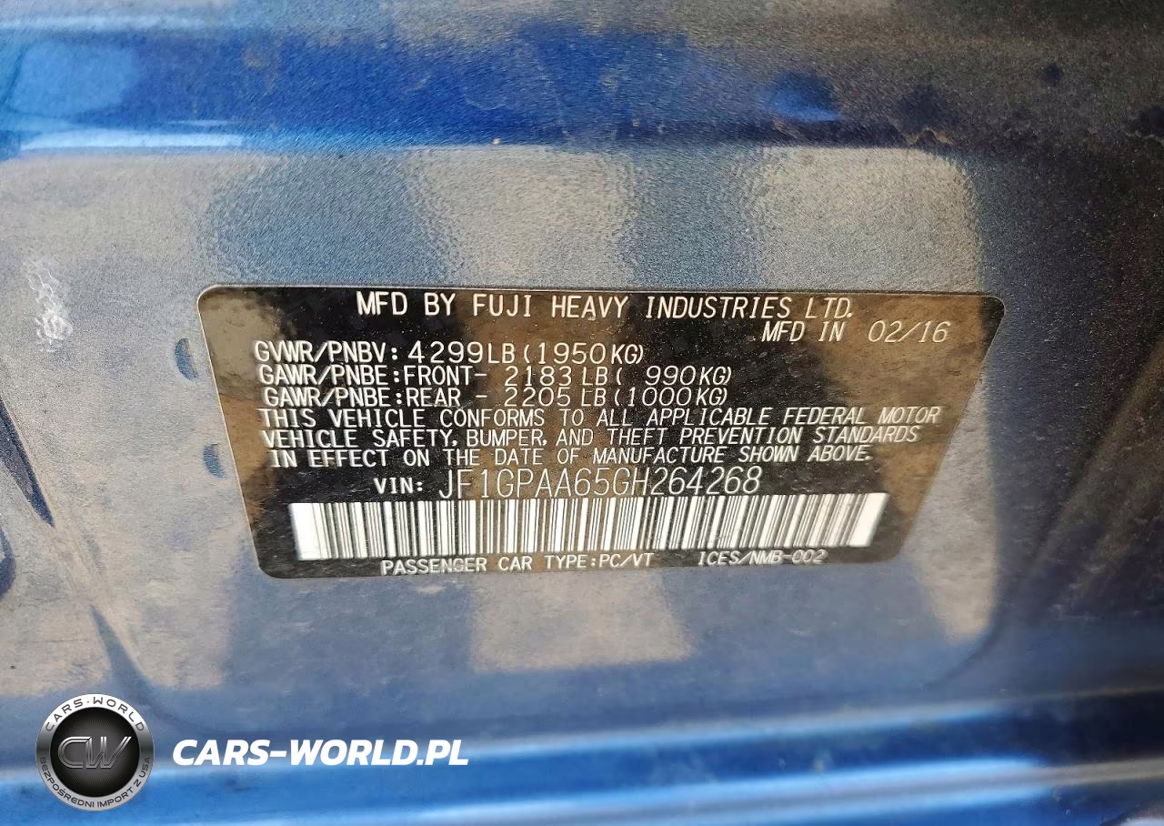 2016 Subaru Impreza VIN:JF1GPAA65GH264268 - 12