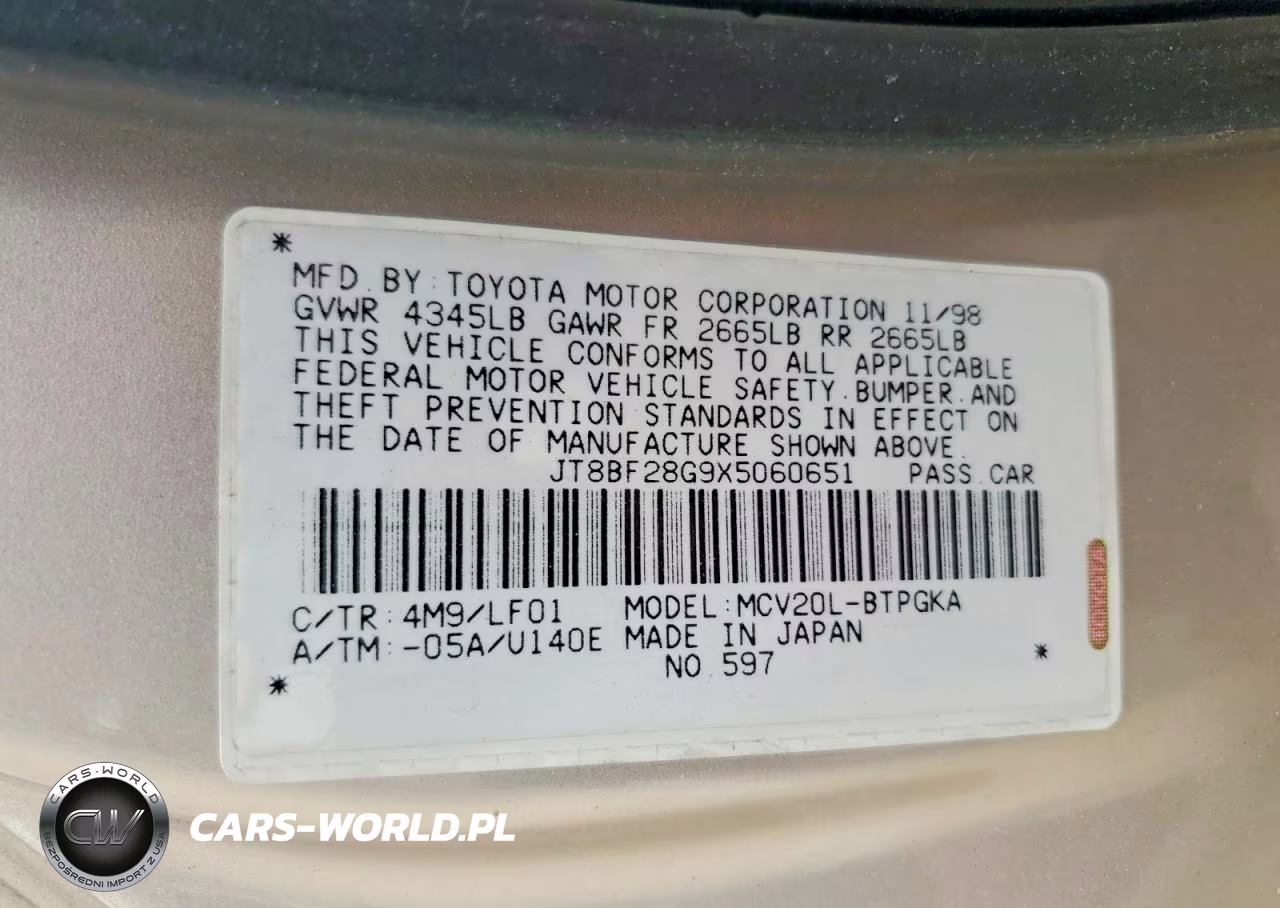 1999 Lexus Es 300 VIN:JT8BF28G9X5060651 - 12