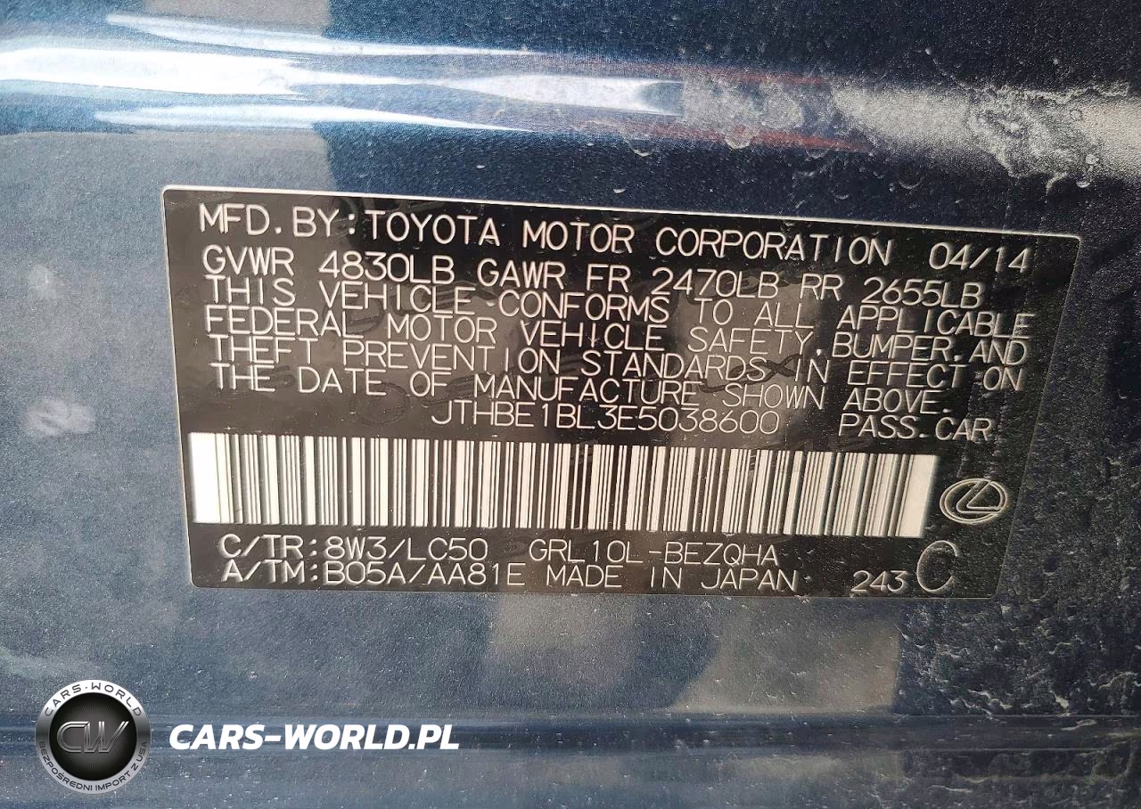 2014 Lexus Gs 350 VIN:JTHBE1BL3E5038600 - 12