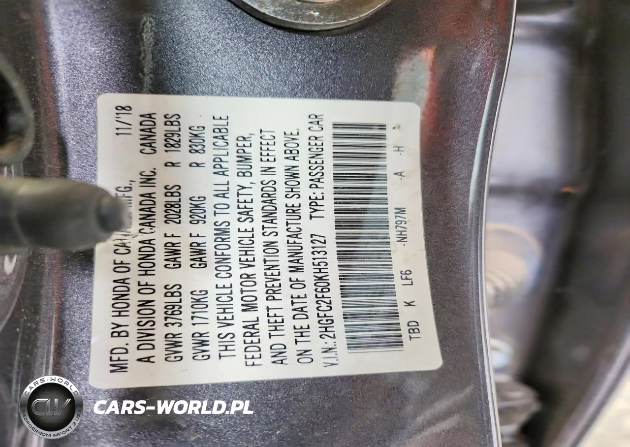 2019 Honda Civic Lx VIN:2HGFC2F60KH513127 - 12