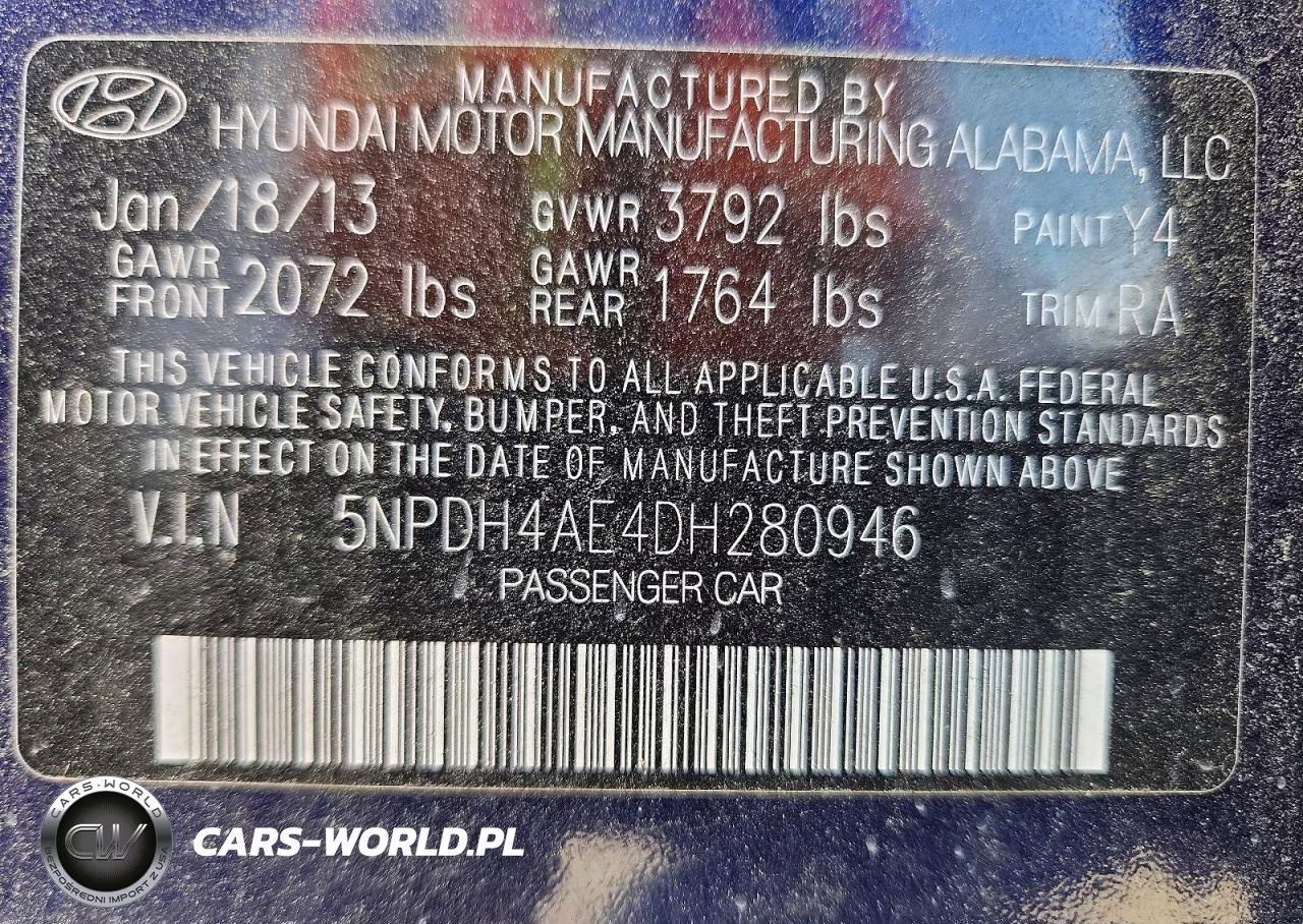2013 Hyundai Elantra Gls VIN:5NPDH4AE4DH280946 - 12