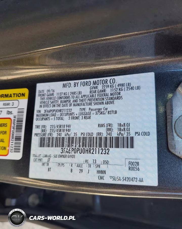 2017 Ford Fusion Se Phev VIN:3FA6P0PU0HR211232 - 13