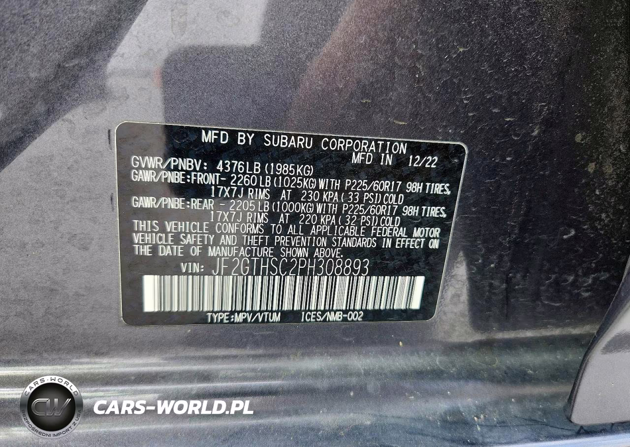 2023 Subaru Crosstrek Sport VIN:JF2GTHSC2PH308893 - 13