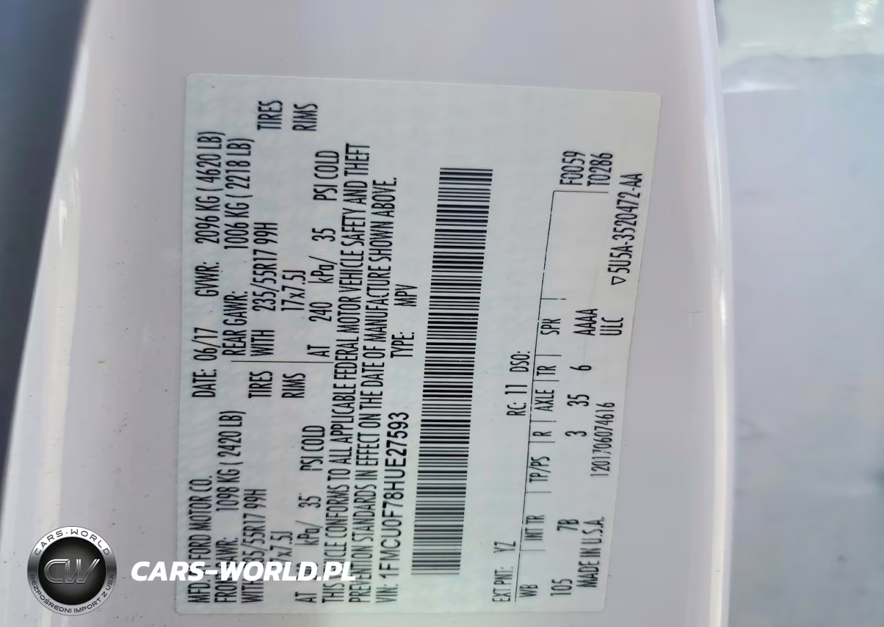 2017 Ford Escape S VIN:1FMCU0F78HUE27593 - 13