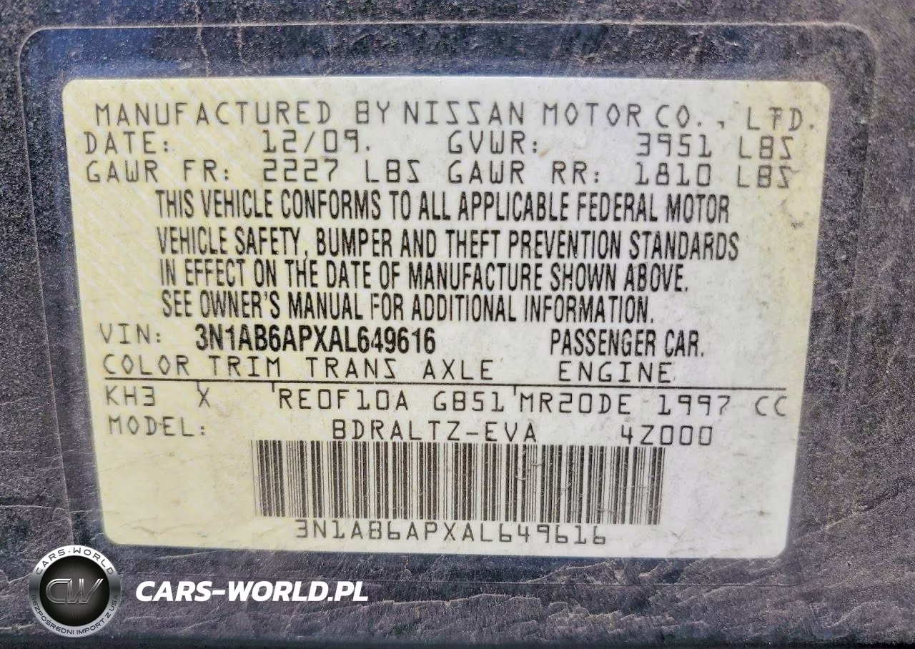 2010 Nissan Sentra 2.0 VIN:3N1AB6APXAL649616 - 12