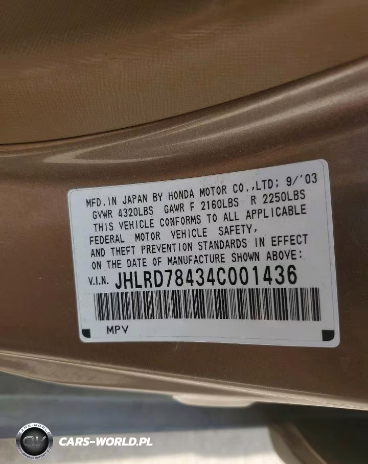 2004 Honda Cr-V Lx VIN:JHLRD78434C001436 - 13