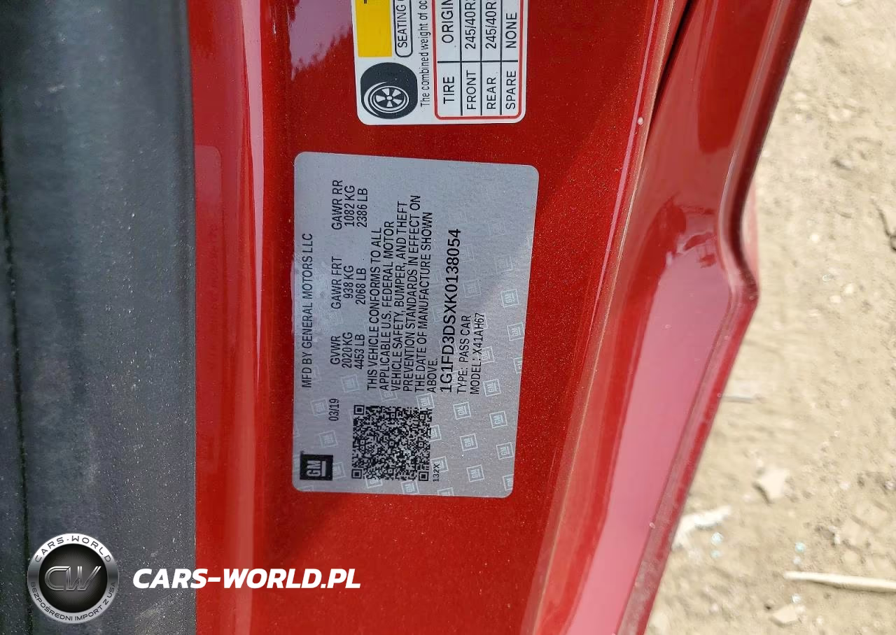 2019 Chevrolet Camaro Lt VIN:1G1FD3DSXK0138054 - 12
